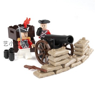 中世纪大炮可发射炮台人仔造景配件一战武器小颗粒积木益智拼装