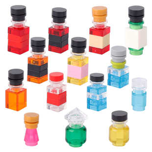 MOC创意人仔场景香水酒瓶子道具装饰模型小颗粒积木兼容