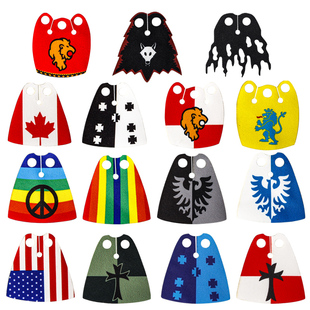 MOC第三方人仔穿戴配件穿戴披肩斗篷迷彩大衣小颗粒积木第三方