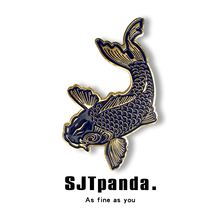 SJTpanda.原创设计师潮牌精致可爱锦鲤胸针蓝色鲤鱼徽章创意别针