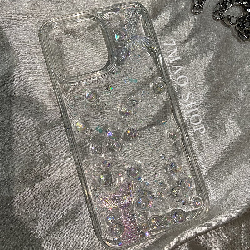超仙气泡美人鱼尾适用iphone17promax手机壳16plus13mini14小米15
