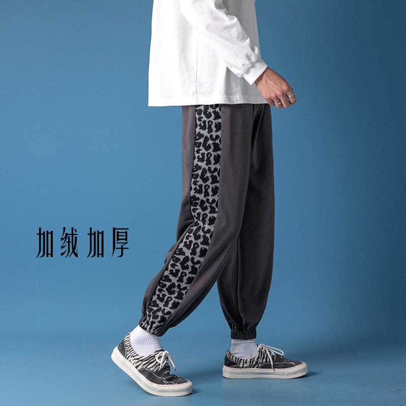 B308-H280-P55港风新品潮流加绒加厚束脚卫裤男士宽松运动裤休闲图片