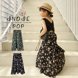 豆丁奇遇韩版日系中大童雪纺碎花女童长裙到脚踝半身裙中长款夏
