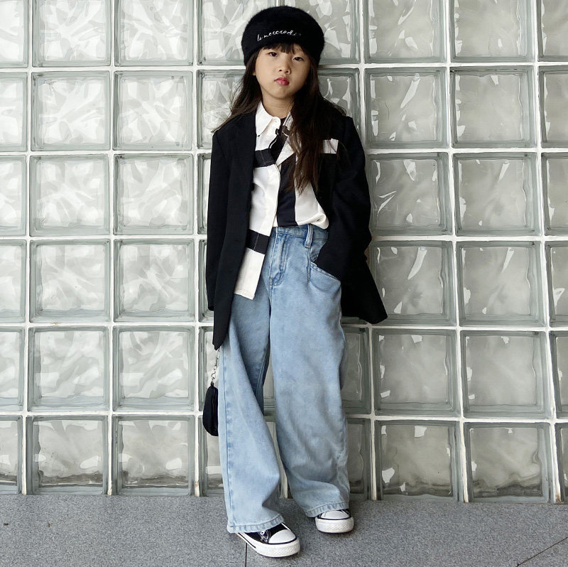 豆丁韩国直筒2025年潮女牛仔裤