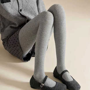显瘦女少女百搭打底袜2024秋季 带脚型竖条连裤 袜贴肤棉舒适新款