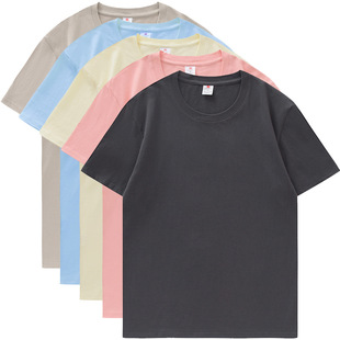 印字logo班服 纯色宽松舒适半袖 200克纯棉精梳短袖 t恤男女同款