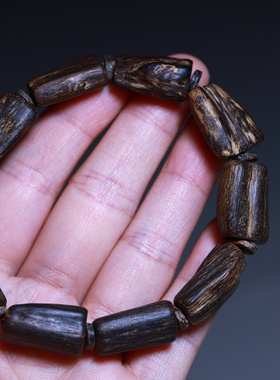 沉水级文莱沉香随形软丝老料沉香桶珠19.68克