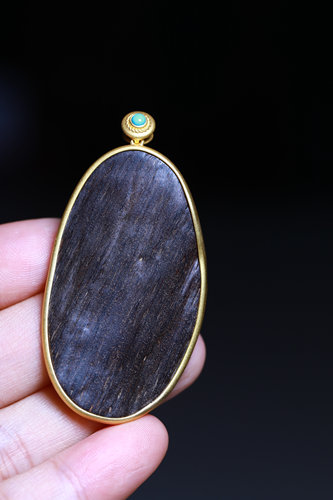 沉水级文莱镶金沉香吊坠5.53克平安无事素牌原木挂件吊坠挂坠