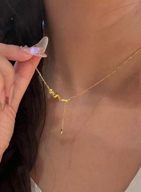 古法黄金卷卷灵蛇项链女沙金灵动细链生肖蛇锁骨链护身符礼物