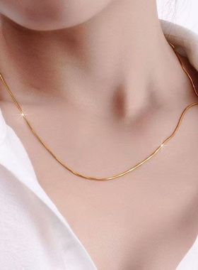24K沙金蛇骨项链女 柔韧不易变形 轻奢显白锁骨链叠戴高级感金链