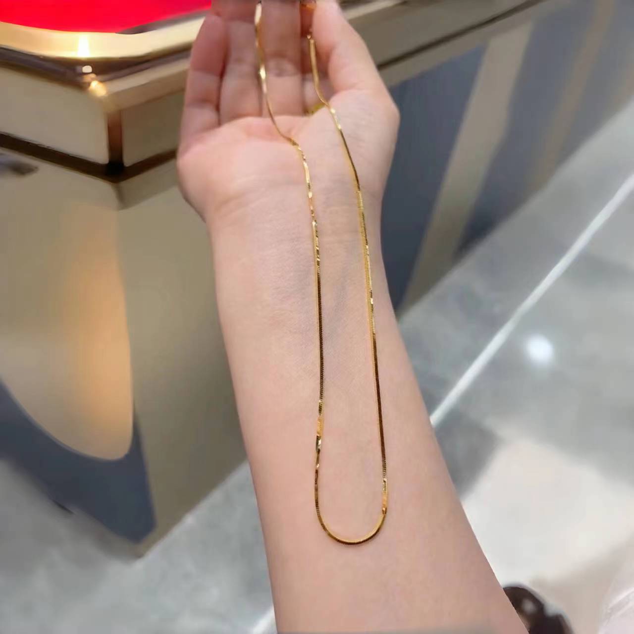 40-45-50蛇骨链项链 女纯银镀18K金锁骨链百搭叠戴高级感礼物