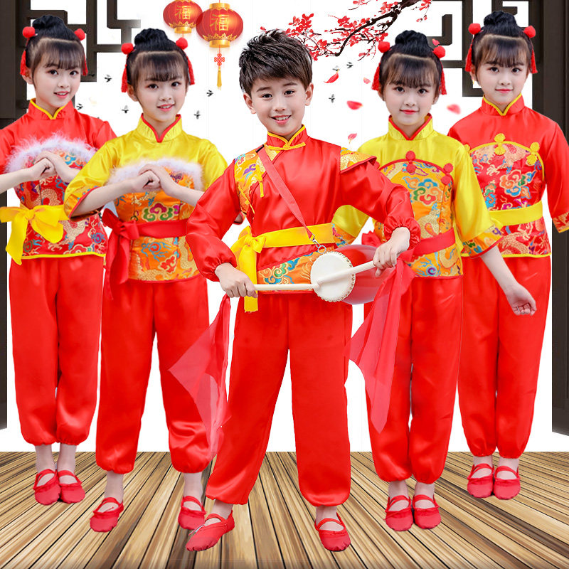 喜庆中国梦娃过年红灯笼演出服