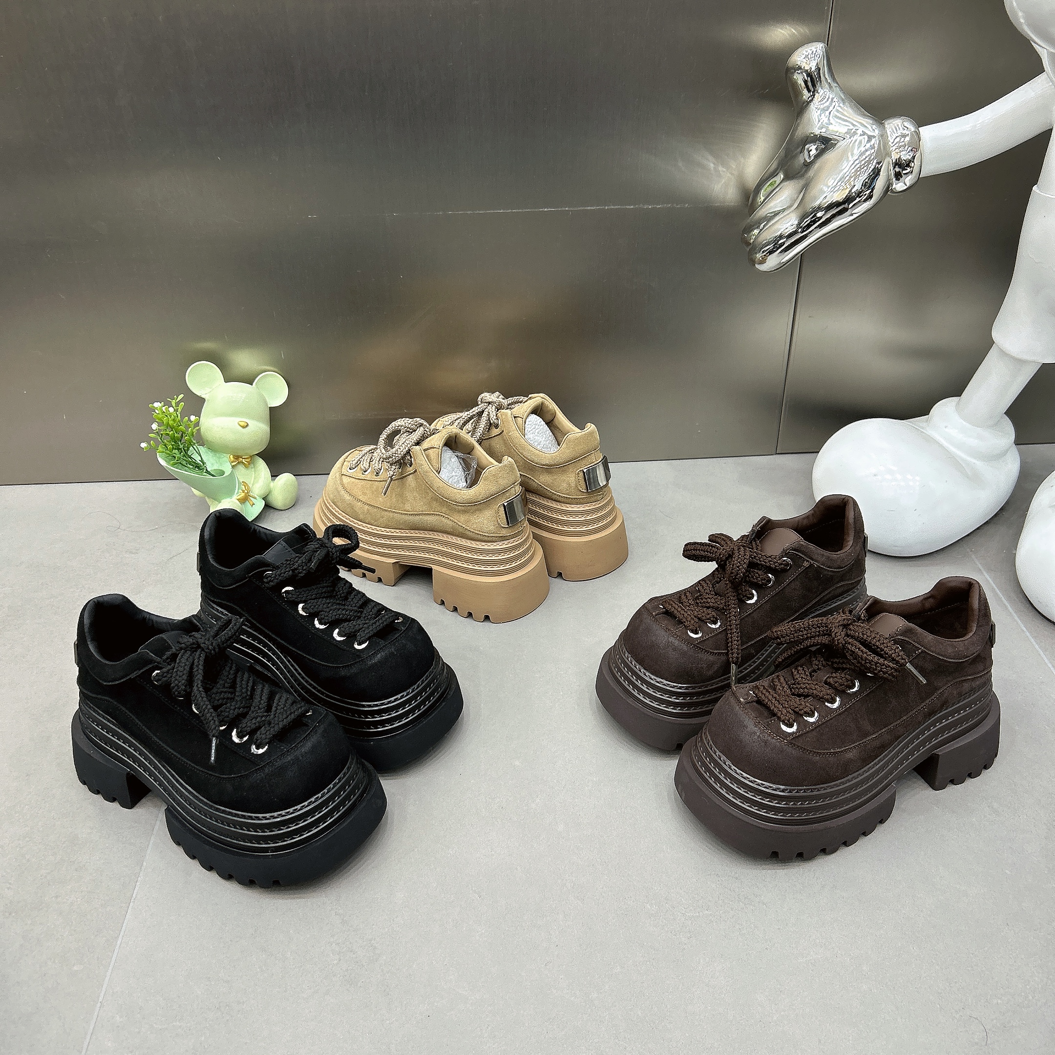 加绒勃肯鞋8cm厚底增高女鞋2025新款爆款冬松糕小个子乐福鞋棉鞋