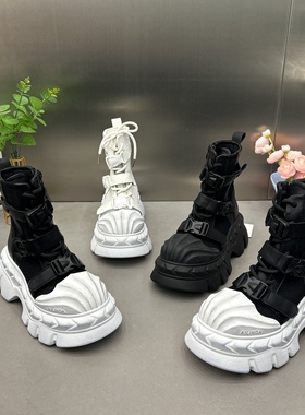 欧洲站马丁靴潮鞋2026春新款真皮帆布复古马丁靴女厚底短靴脏脏鞋