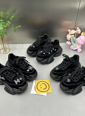 金丝绒面厚底增高老爹鞋