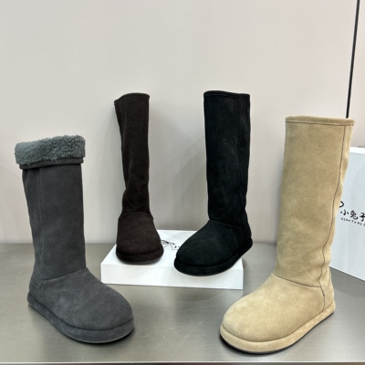真皮款新款牛反毛皮颗粒毛毛雪地靴女高筒长靴棉鞋平地直筒套筒靴