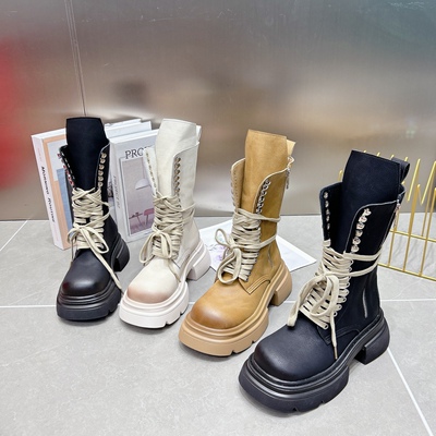 显高显瘦马丁靴中筒靴