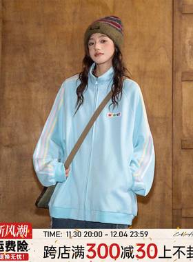 「开CHAXCGNT2n」韩系外女d款套春秋慵懒宽松高级感拼接三条杠卫