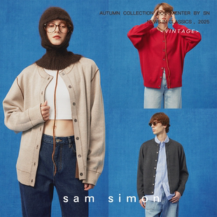 外套男女同款 复古撞色两面可穿拼接羊毛针织开衫 秋冬新品 simon