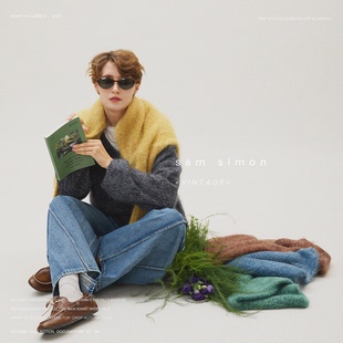 sam 松弛有度混色花纱2.0软糯云感羊毛羊绒立体拉绒V领毛衣 simon