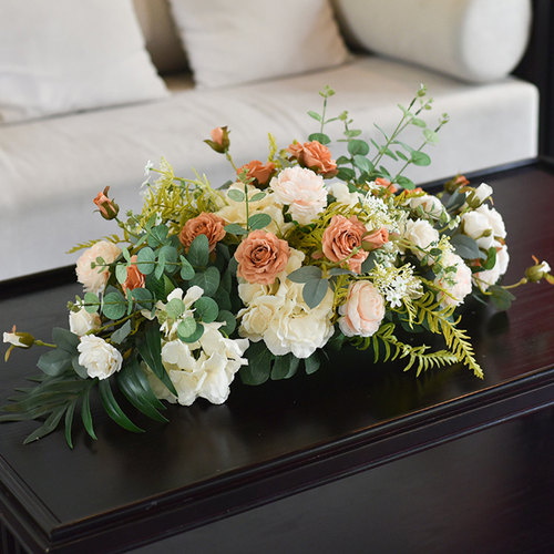 高端长桌办公室商务酒店餐厅绢花