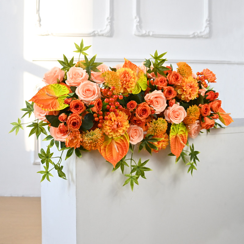 商务签到台前台公司讲台桌花仿真花摆设酒店商场店铺摆放假花摆件