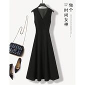 轻奢小香风马甲连衣裙女春秋高级感气质修身 长裙子无袖 黑色背心裙