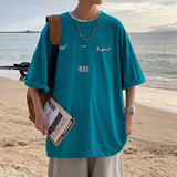 YYDS/EMO字母图案港风中性休闲情侣大码风短袖T恤DT7643P25，男装T恤，星座227-7