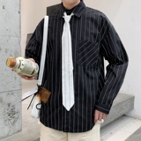 港风青春休闲情侣大码长袖衬衫男潮流帅气七分袖衬衣7853P45，男装衬衫，星座227-7