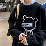 秋季港风长袖印花毛线毛衣男宽松休闲圆领套头针织衫线衣7771P48，男装针织衫/毛衣，星座227-7