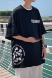 图案已注册港风日系中性休闲情侣大码风短袖T恤DT7654P28，男装T恤，星座227-7