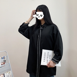 港风休闲情侣大码短袖衬衫男潮帅气七分袖衬衣7875P45控69图片
