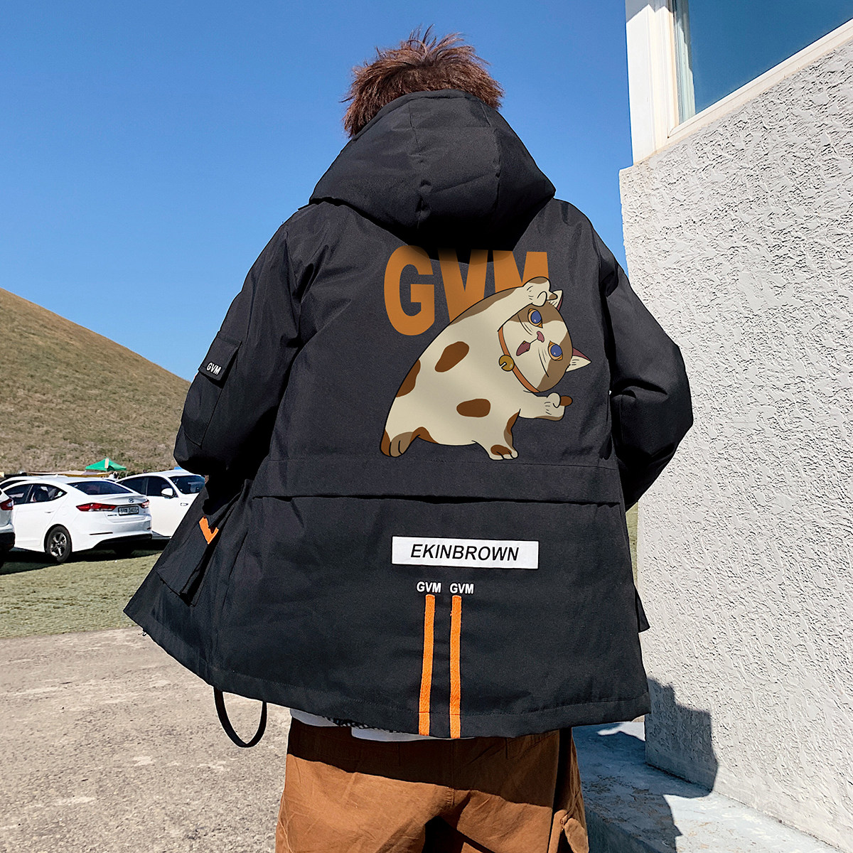 港风秋季连帽宽松休闲拉链时尚棉衣女男大码棉服中性外套7835P105,女装棉衣/棉服,星座227-7