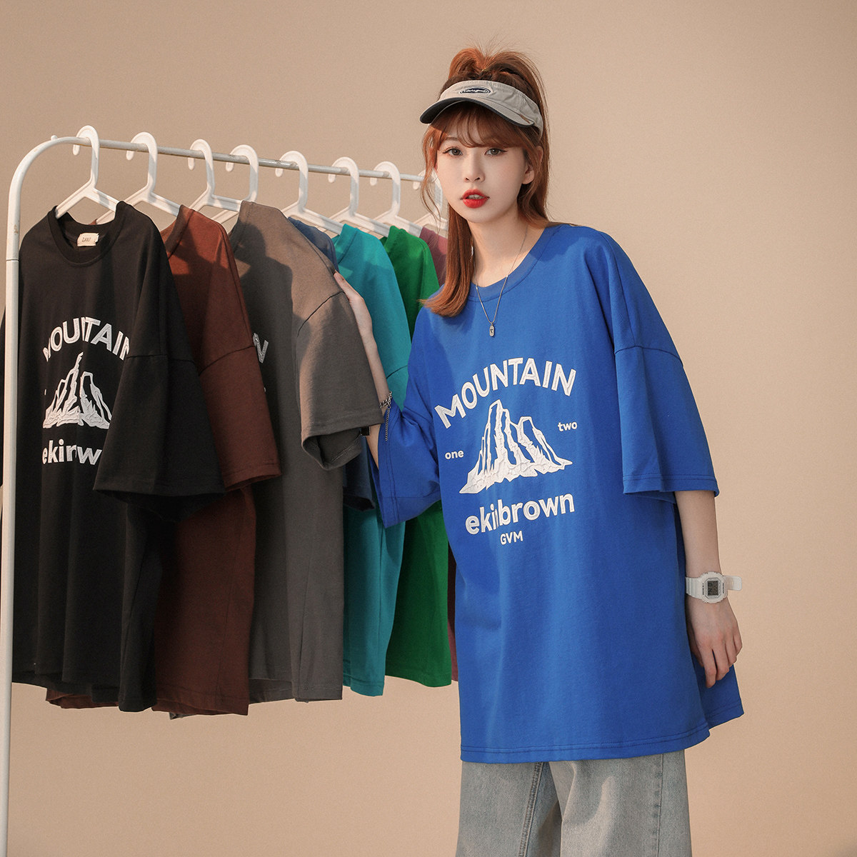 中性风 特殊工艺印花 休闲情侣T恤女潮短袖T恤男DT7655P25控图片