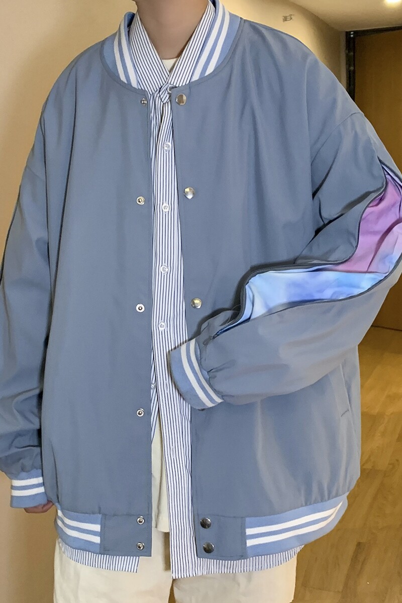 港风秋季潮牌休闲宽松潮流夹克男潮棒球服外套男7412P70,男装夹克,星座227-7