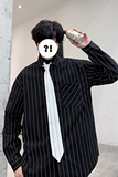 港风青春休闲情侣大码长袖衬衫男潮流帅气七分袖衬衣7853P45，男装衬衫，星座227-7
