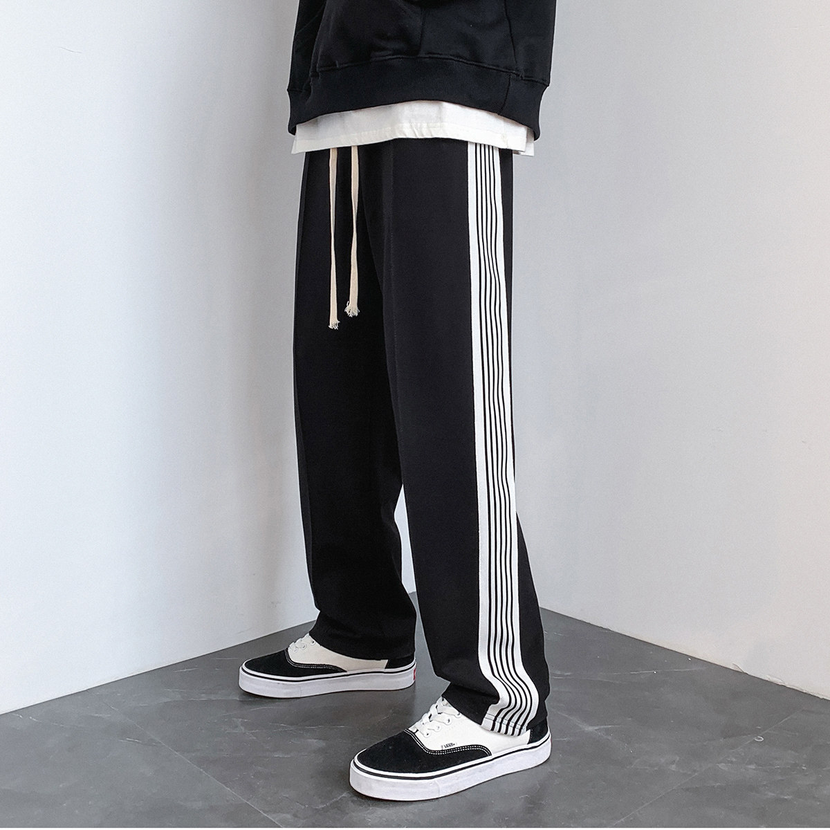 港风加绒加厚休闲裤男卫裤男宽松九分裤运动裤男长裤K7532P50,男装休闲裤,星座227-7