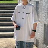 YYDS/EMO字母图案港风中性休闲情侣大码风短袖T恤DT7643P25，男装T恤，星座227-7