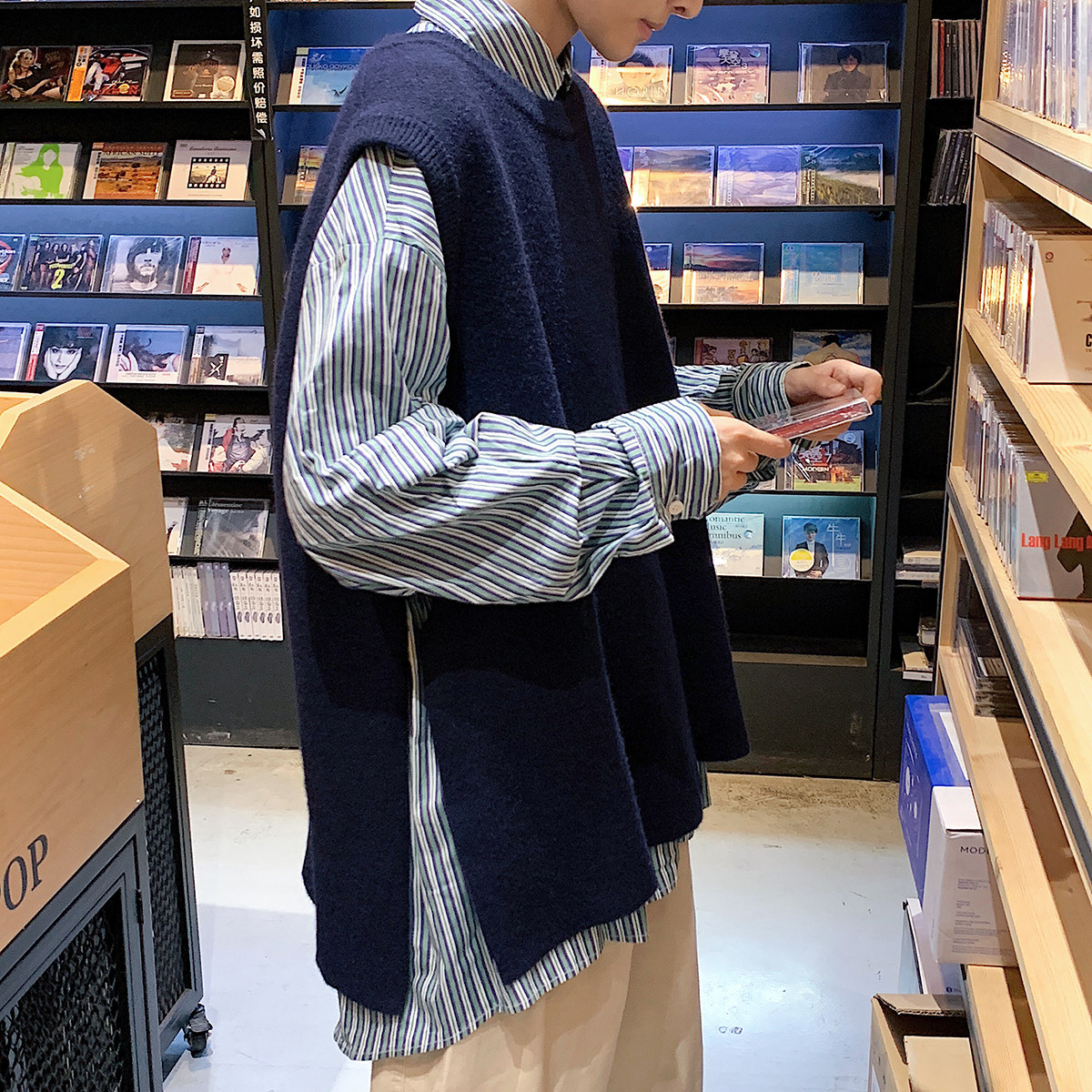 秋季港风印花毛线毛衣男宽松休闲圆领套头针织衫线衣7677P45,男装针织衫/毛衣,星座227-7