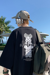 图案已注册港风日系中性休闲情侣大码风短袖T恤DT7736P25图片