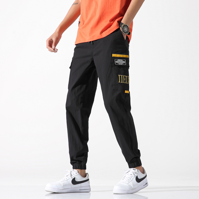 Men's Japanese elastic embroidered casual pants