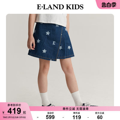 E·LANDKIDS印花牛仔裙裤