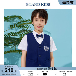 新品 eland 夏季 kids衣恋童装 男童绅士学院风V领马甲背带裤