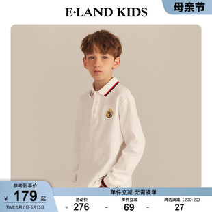 男童美式 2024年春季 eland 新品 POLO衫 kids衣恋童装 休闲学院风长袖