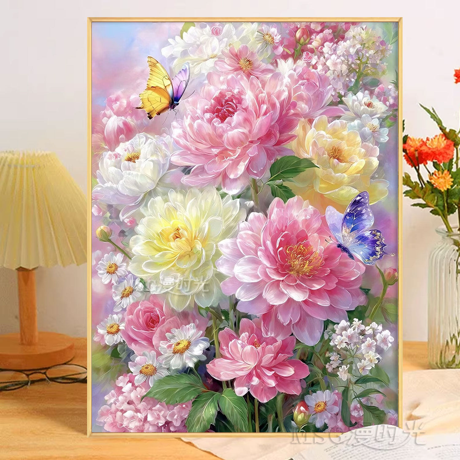 繁花蝶舞钻石画2026新款满钻客厅清新花卉十字绣年轻人手工贴钻画