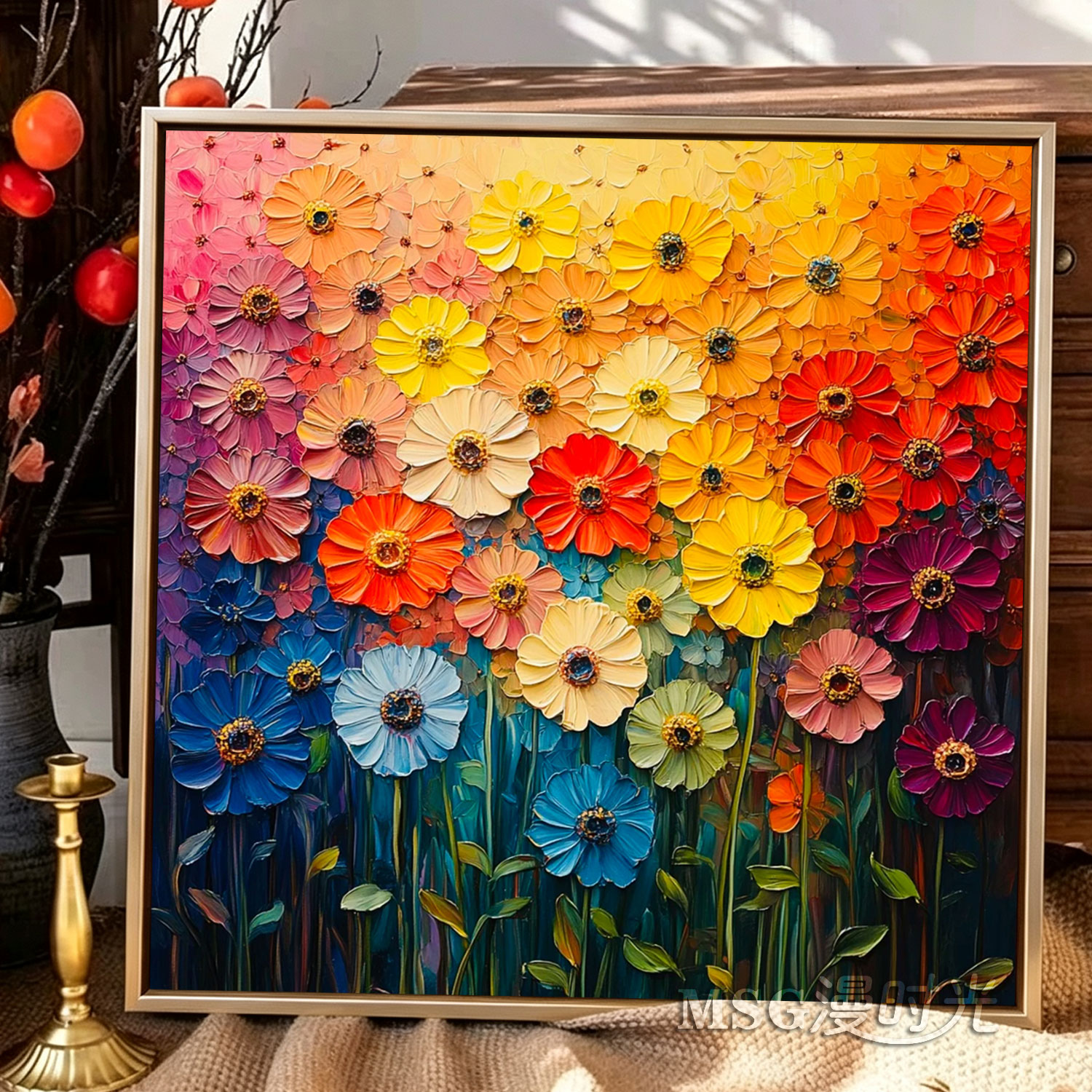 油画小雏菊5D钻石画满钻新款餐厅花卉2026新款diy贴钻十字绣线绣