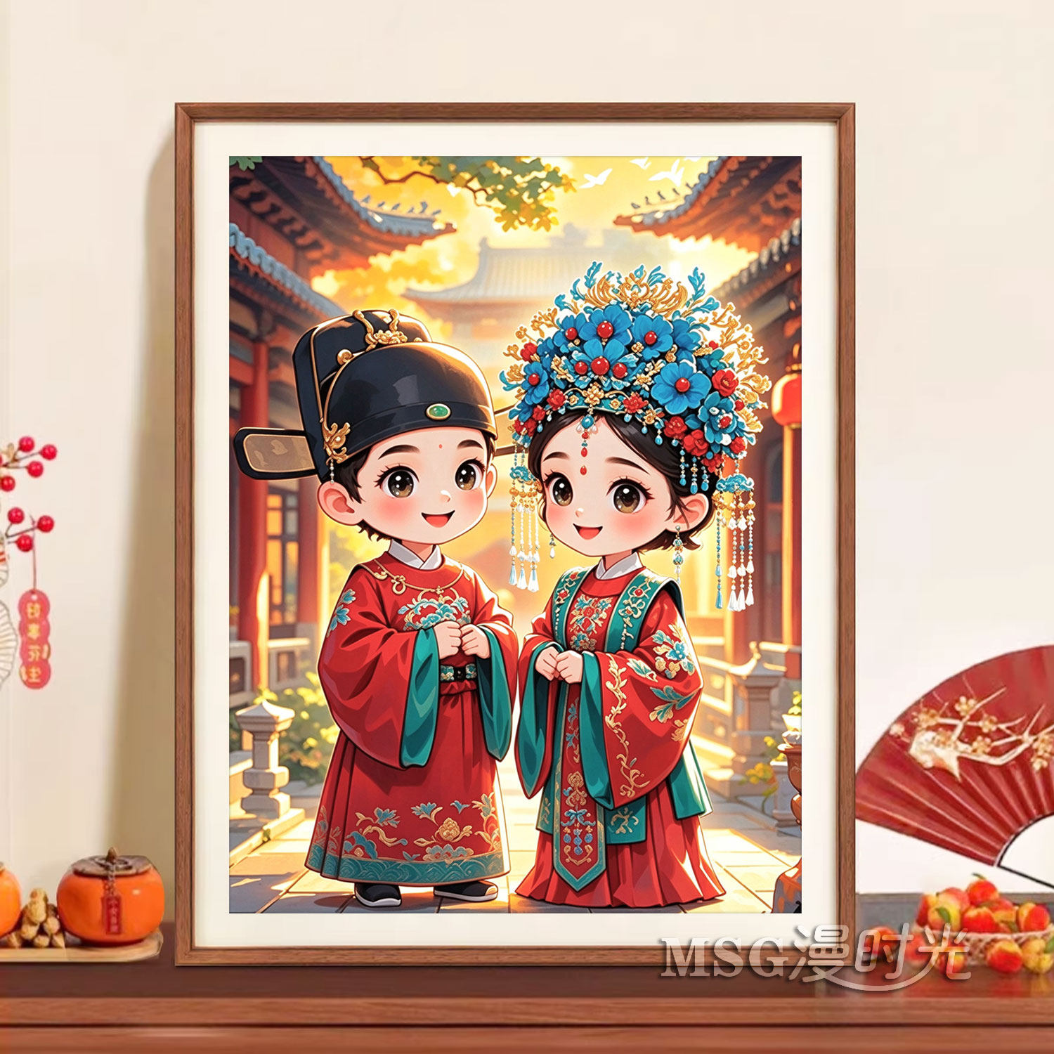 新婚礼物高级感钻石画2026新款国风结婚人物喜庆爱情粘贴钻十字绣
