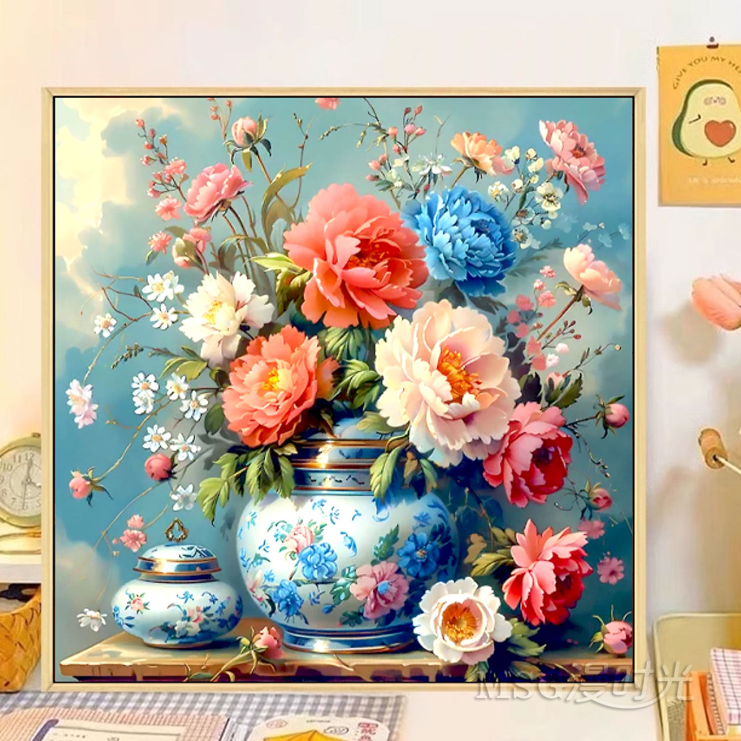 繁花似锦5d钻石贴画满钻新款国风花卉diy点粘钻十字绣砖石秀挂画