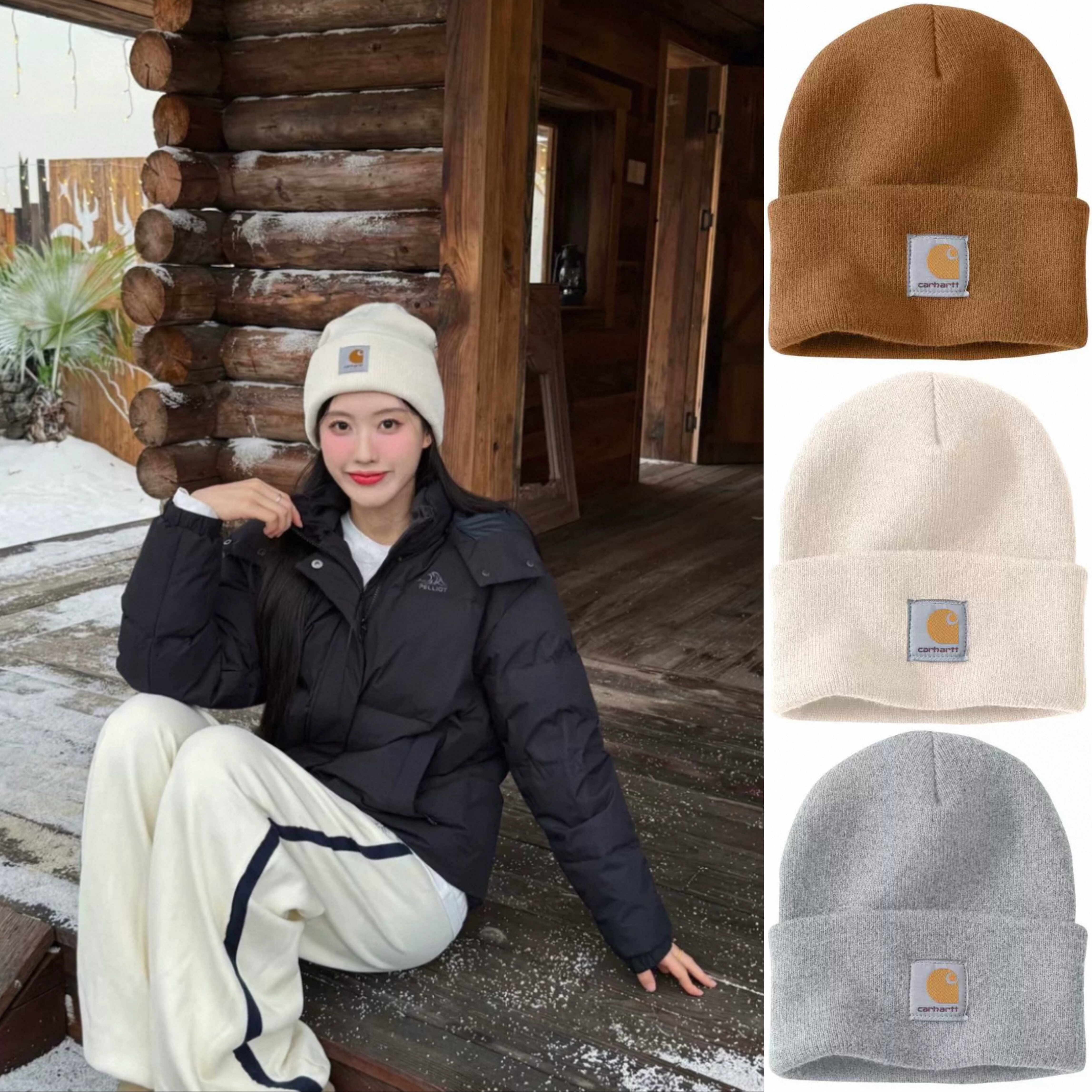 正品Carhartt卡哈特冷帽子男针织帽女大头围加厚美式毛线帽冬款