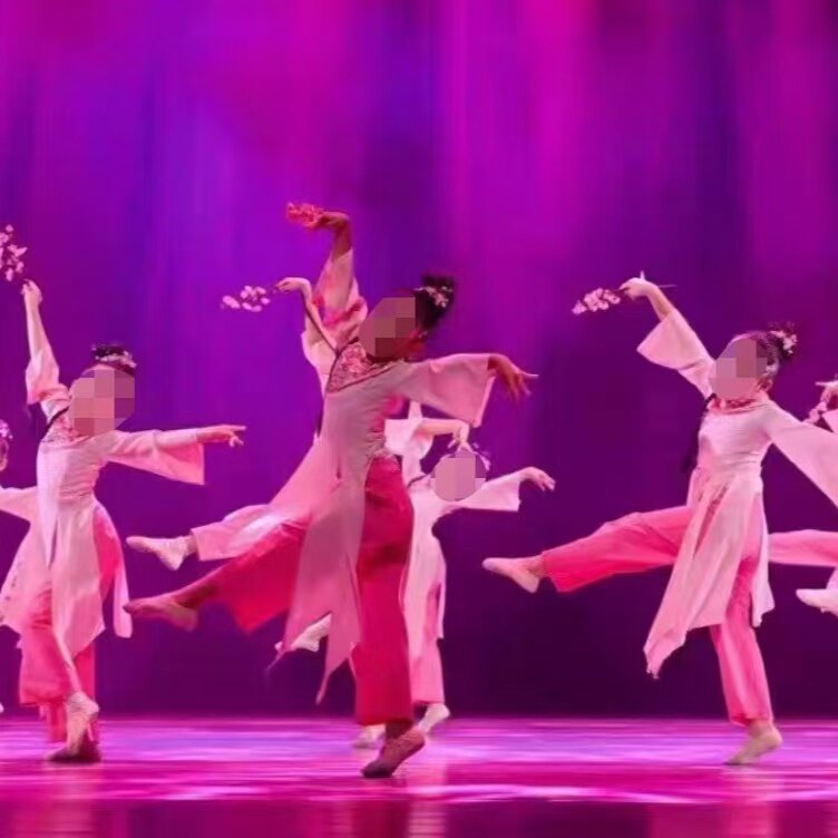 流水桃花古典女子舞蹈服第九届小兰花奖剧目少儿胶州秧歌演出服装